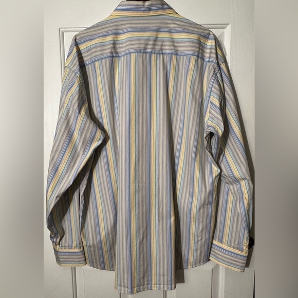 BUGATCHI UOMO XL Pastel Stripe Decorative Vertical Embroidery Spread Collar NICE - Picture 12 of 15